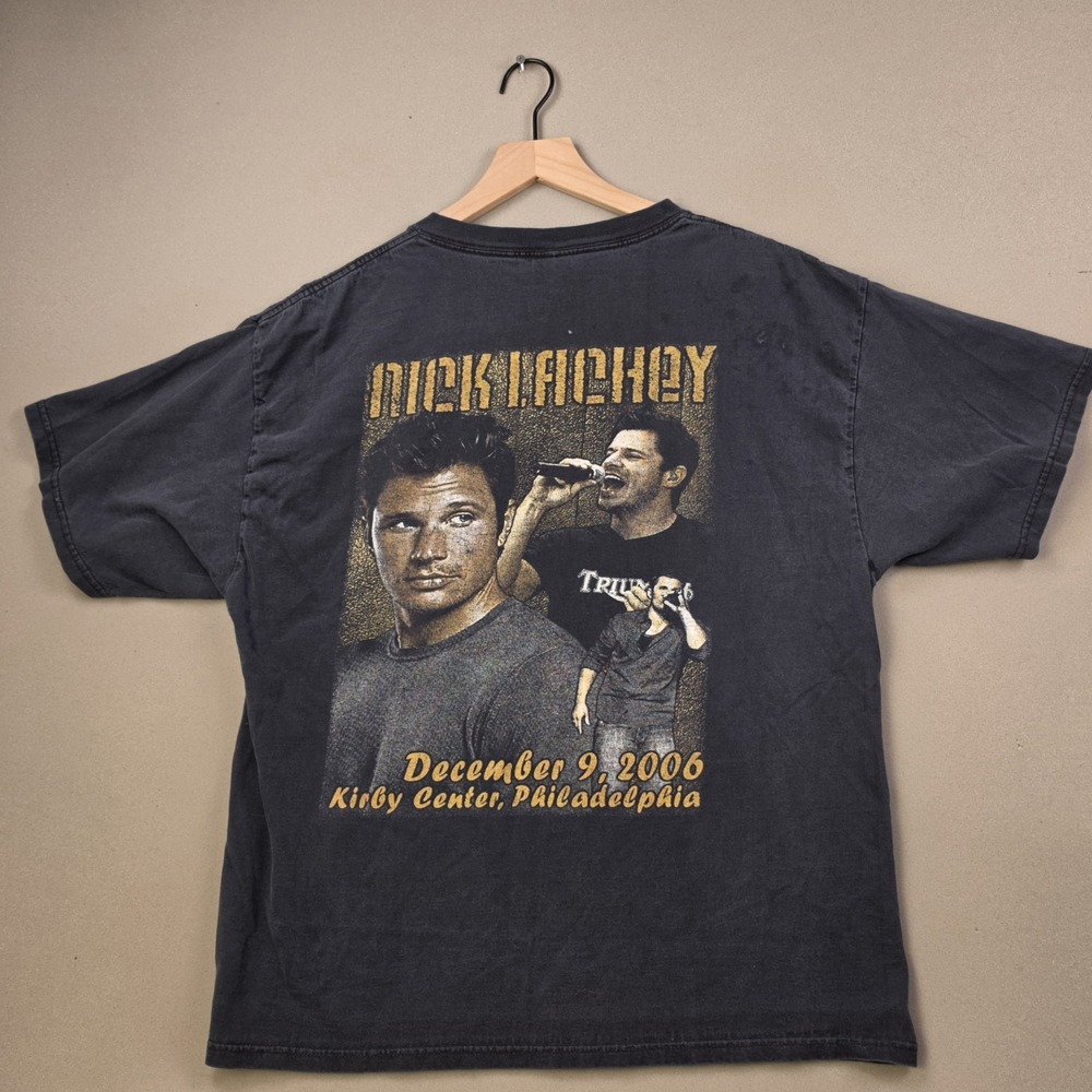 Nick Lachey 2006 Concert Tour T Shirt Mens XL Faded Black Distressed Y2K Vintage